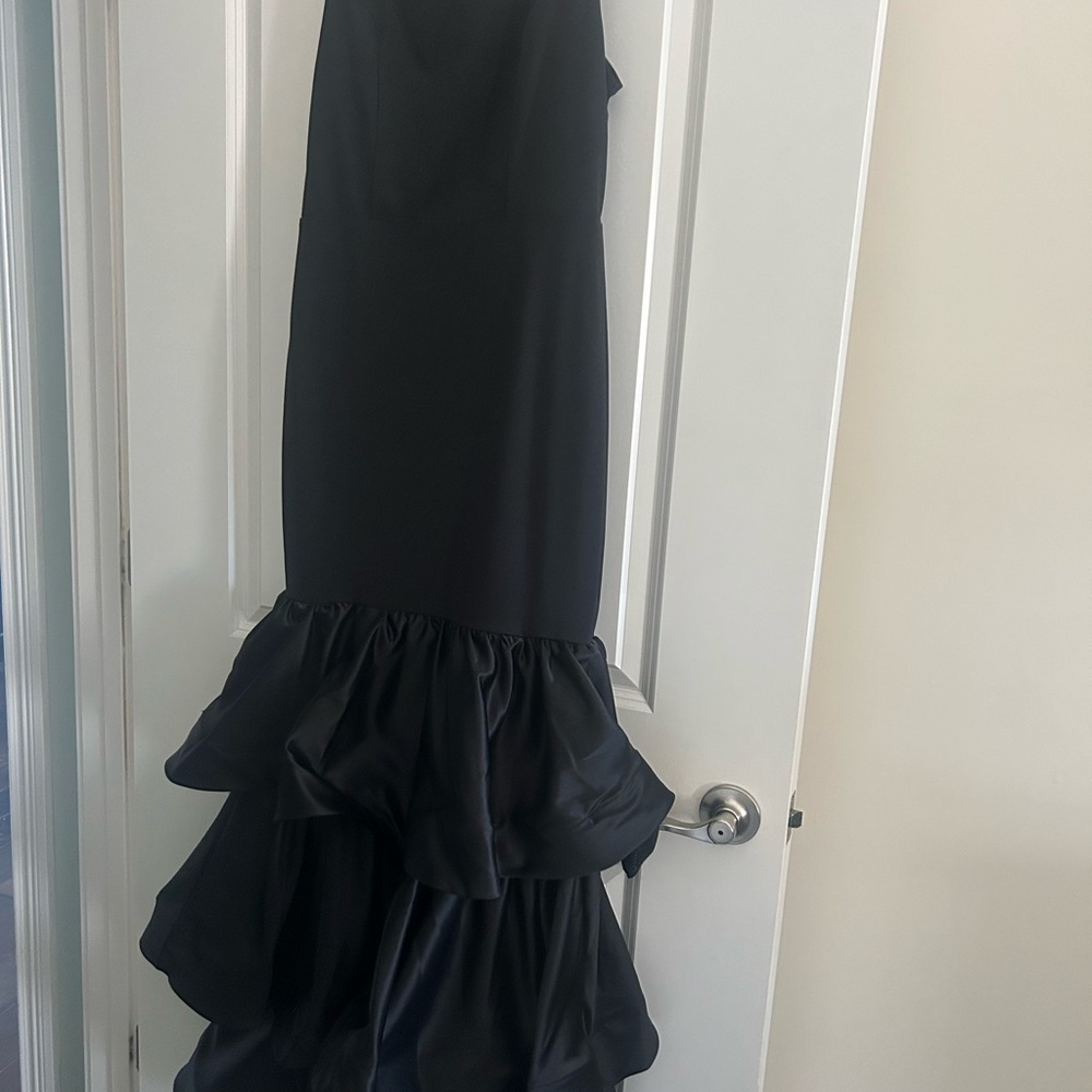 SHEIN Black Halter Ruffled Gown